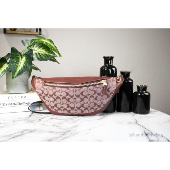 NEW Coach Warren Chambray Signature Canvas Pebbled Leather Waist Belt Bag CG994 - Picture 1 of 8